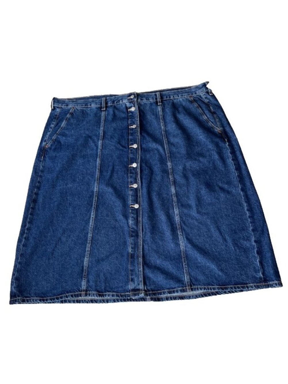 Old Navy Button Front Denim Maxi Skirt Pockets plus sz 28 High Rise Boho Modest